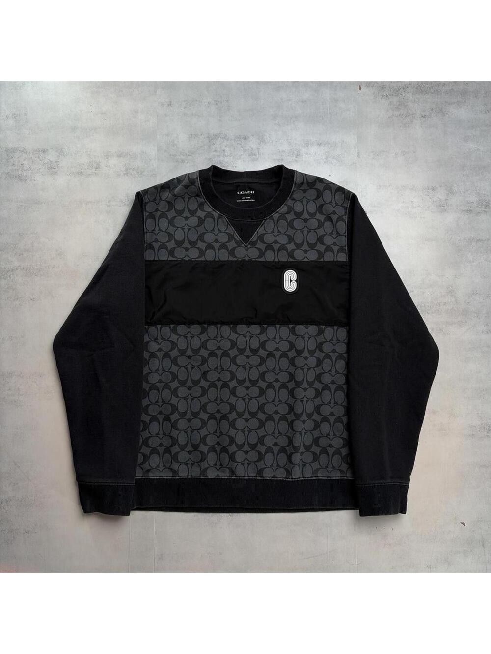 Y2K Black Coach Signature C Logo Crewneck Sweater